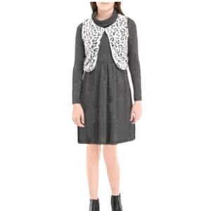 Little girl Rare Editions Cowl Neck Dress with Leopard Vest Size 16